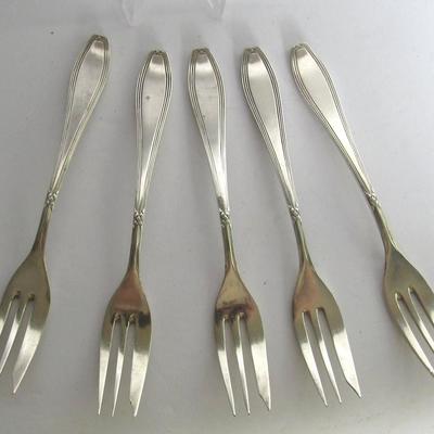 Set of 5 Matching Silver Plate Small Forks
