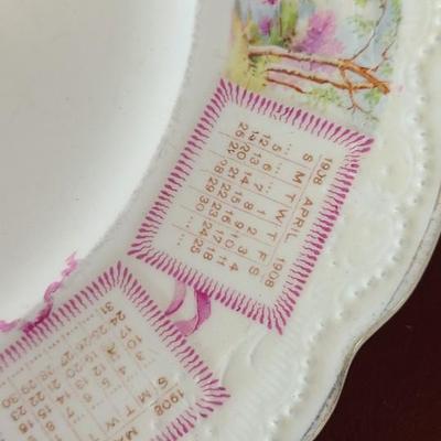 1908 Calendar Plate - 9 inches across