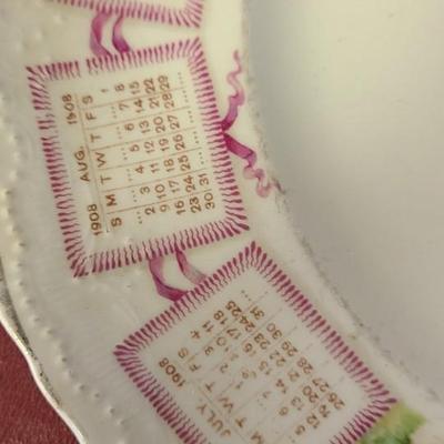 1908 Calendar Plate - 9 inches across