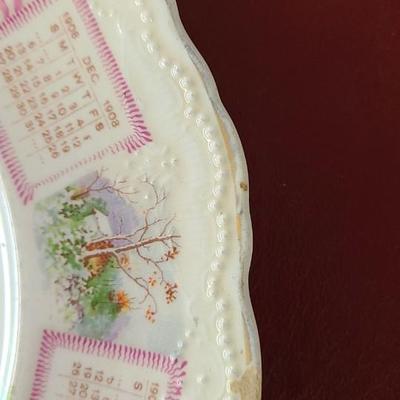 1908 Calendar Plate - 9 inches across