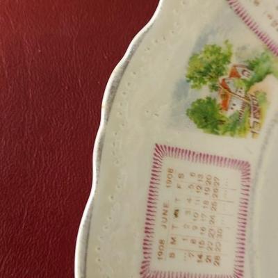1908 Calendar Plate - 9 inches across