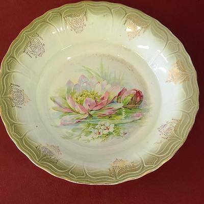 Vintage Bowl with Water Lily Design - 9 `1/4 inches across