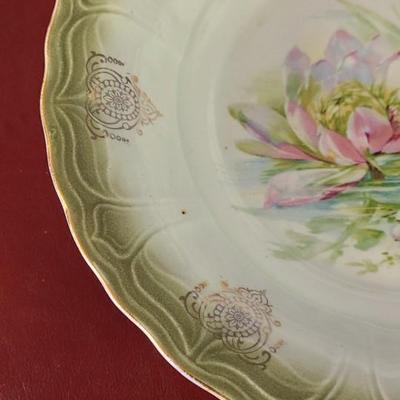 Vintage Bowl with Water Lily Design - 9 `1/4 inches across