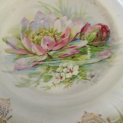 Vintage Bowl with Water Lily Design - 9 `1/4 inches across