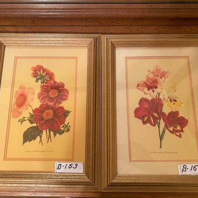 Pair of Wood Framed Double Matted Still Life Floral Pictures