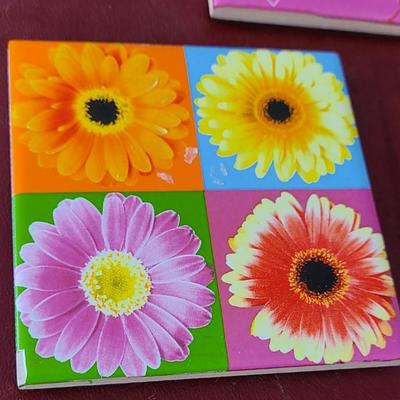 3 Colorful German Tiles - Approx. 4 x 4 inches