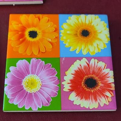 3 Colorful German Tiles - Approx. 4 x 4 inches