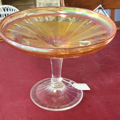Carnival Glass Compote  -  8 1/2 inches across and 6 1/2 tall