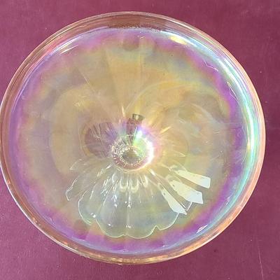 Carnival Glass Compote  -  8 1/2 inches across and 6 1/2 tall