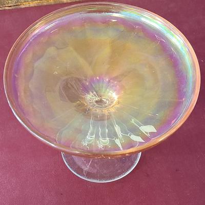 Carnival Glass Compote  -  8 1/2 inches across and 6 1/2 tall
