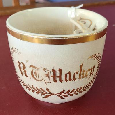 3 Moustache cups  -  one has a chip