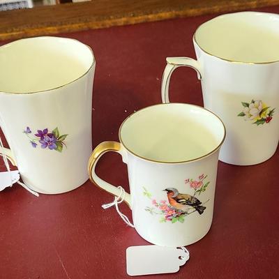 3 Bone China Mugs - England