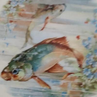 2 Vintage Fish Plates  -  8 inches across