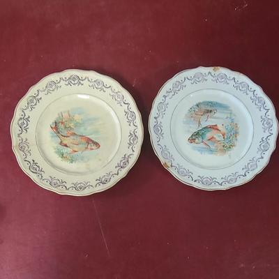 2 Vintage Fish Plates  -  8 inches across