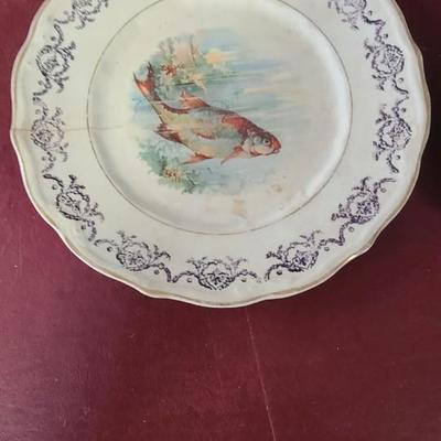 2 Vintage Fish Plates  -  8 inches across