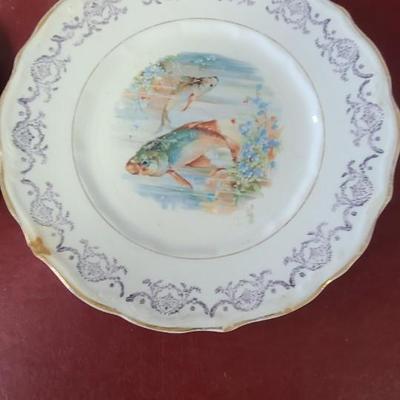 2 Vintage Fish Plates  -  8 inches across