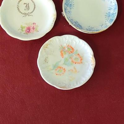 3 Butter Plates - One is English - 3 inches across