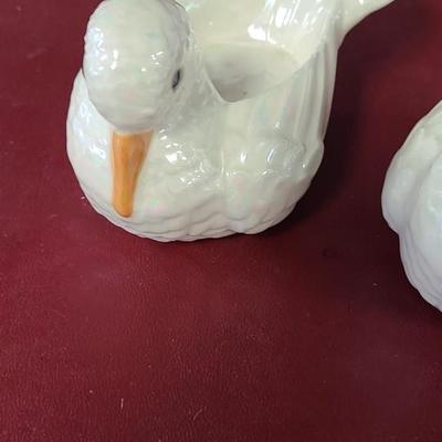 2 Iridescent Glass Doves - 4 1/2 inches long