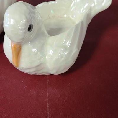 2 Iridescent Glass Doves - 4 1/2 inches long
