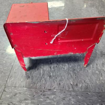 Red Vintage Metal Toy Stove  8 x 4 inches and 7 inches tall