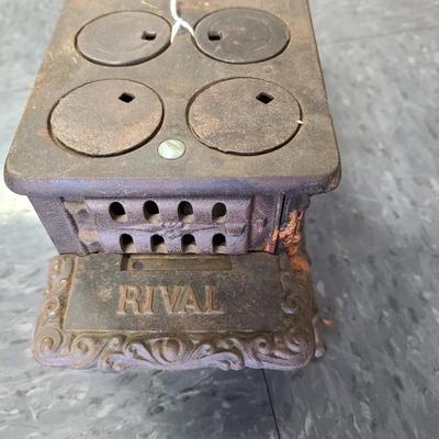 Rival Antique Iron Toy Stove  8 1/2 x 5 inches and 5 inches tall
