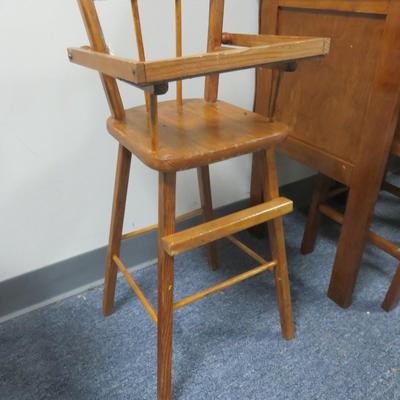 Vintage Wooden Doll High Chair - Seat measures 10 x 9 inches - 26 inches tall