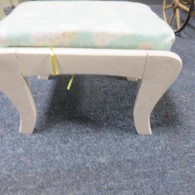 White Wooden Footstool with Baby Sheep Fabric 13 x 9 1/2 inches