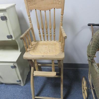 Oak High Chair with Cane Seat (12 x 12 inches) and 40 inches tall