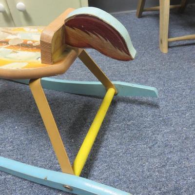 Vintage Disney Bambi Rocking Horse - Wooden - Rocker rails measure 29 x 13 inches