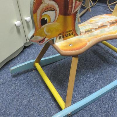 Vintage Disney Bambi Rocking Horse - Wooden - Rocker rails measure 29 x 13 inches