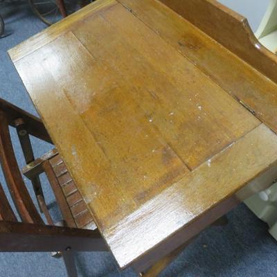 Child's Wooden Desk and Chair - 19 1/2 x 13 inches and 21 inches tall