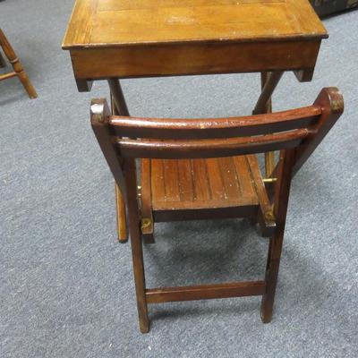 Child's Wooden Desk and Chair - 19 1/2 x 13 inches and 21 inches tall