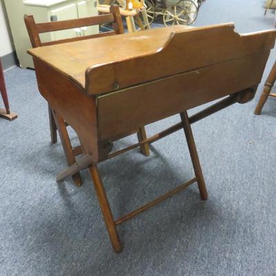 Child's Wooden Desk and Chair - 19 1/2 x 13 inches and 21 inches tall