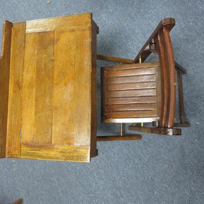 Child's Wooden Desk and Chair - 19 1/2 x 13 inches and 21 inches tall