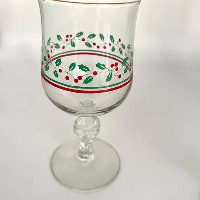 Vintage Holly Berry Bow Stem Goblets Arby's Promo Christmas Collection