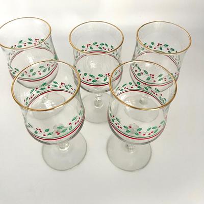 Vintage Holly Berry Bow Stem Goblets Arby's Promo Christmas Collection