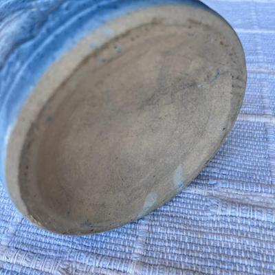 Blue & White Salt Glaze Pitcher w/ Swan