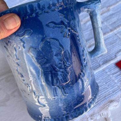 Blue & White Salt Glaze Pitcher Dark blue