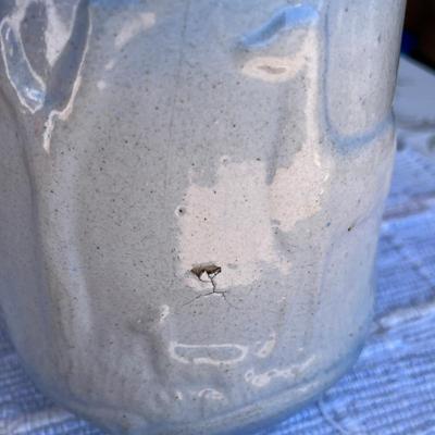 Blue & White Salt Glaze Pitcher Deer