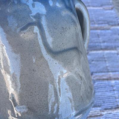 Blue & White Salt Glaze Pitcher Deer