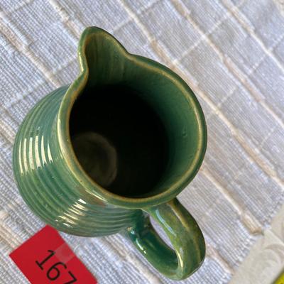 Green Rings Yellow Ware Pitcher