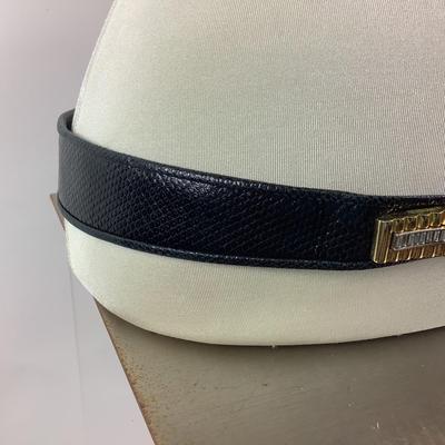 569 Vintage Judith Lieber Couture Black/Gold Adjustable Leather Belt