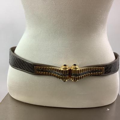 570 Vintage Judith Lieber Couture Brown Snakeskin Belt