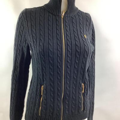 Lot 590 Vintage Lauren by Ralph Lauren, Cable Knit Sweater with Gold Hardware