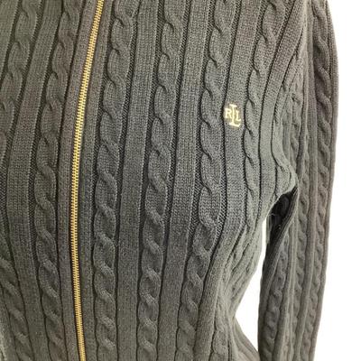 Lot 590 Vintage Lauren by Ralph Lauren, Cable Knit Sweater with Gold Hardware