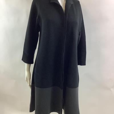 Lot 592 Eileen Fisher Front Open Cardigan, Color Block, 3/4 Length Sleeve ( 80% Silk/20% Cotton )