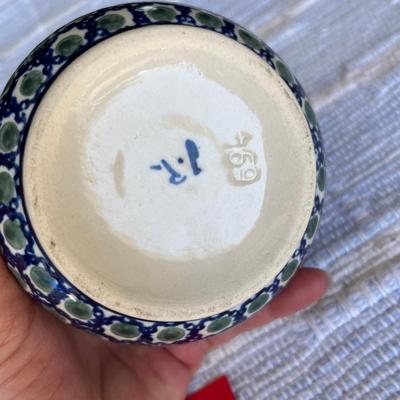 Polish Blue & White Pottery Cream & Sugar