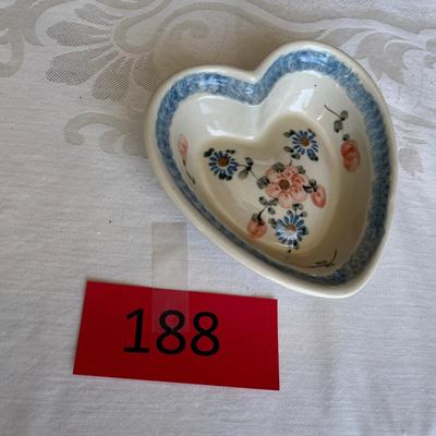 Polish Blue & White Pottery Heart Shaped Dish