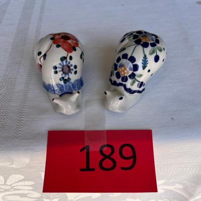 Polish Blue & White Pottery Snail Salt & Pepper
