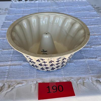 Polish Blue & White Pottery Jello / Bundt Pan mould